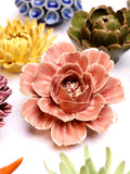 Ceramic Small Pink Rose Flower - Table Decoration or Wall Hanging