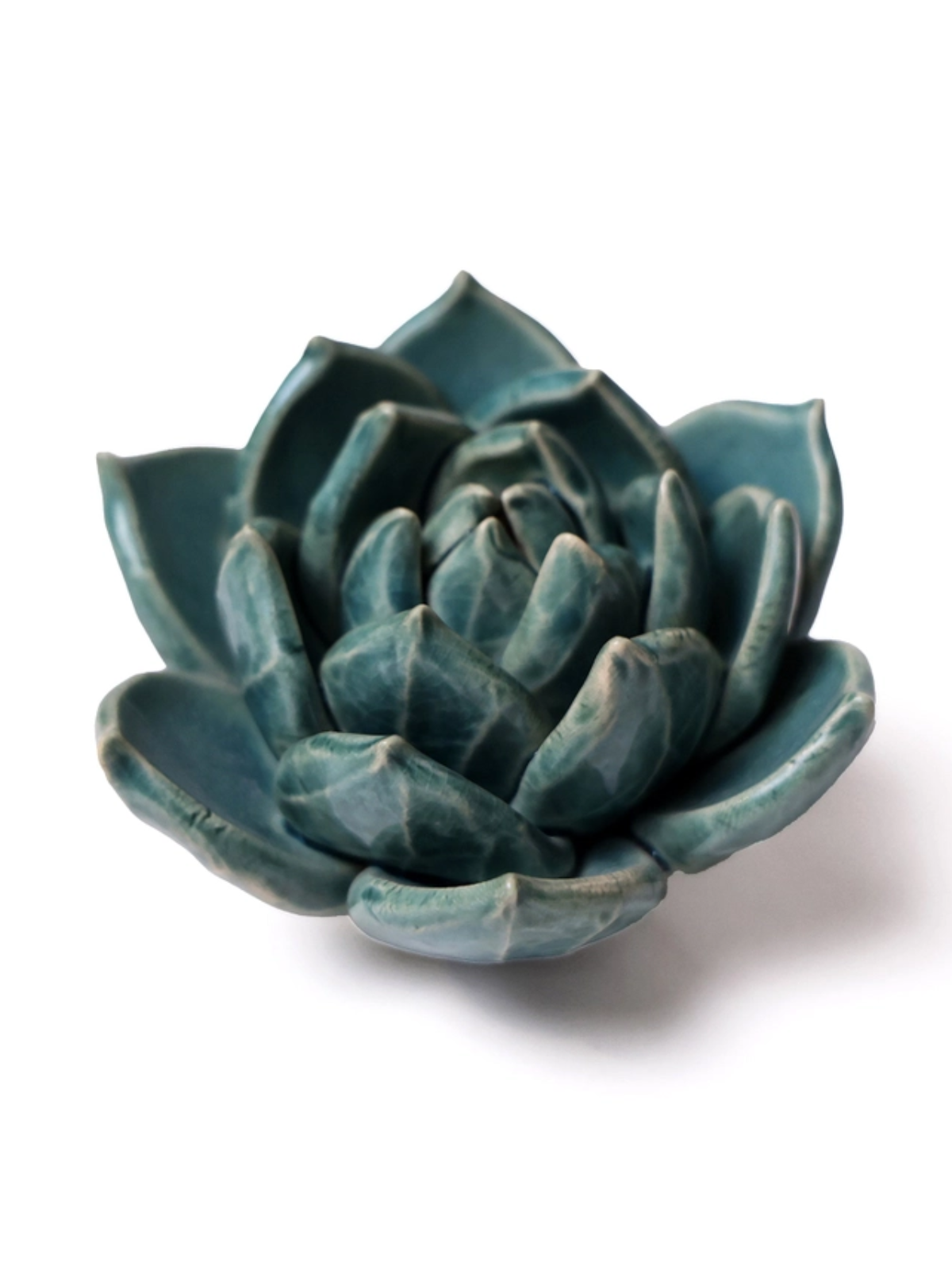 Ceramic Small Teal Succulent - Echeveria - Table Decoration or Wall Hanging