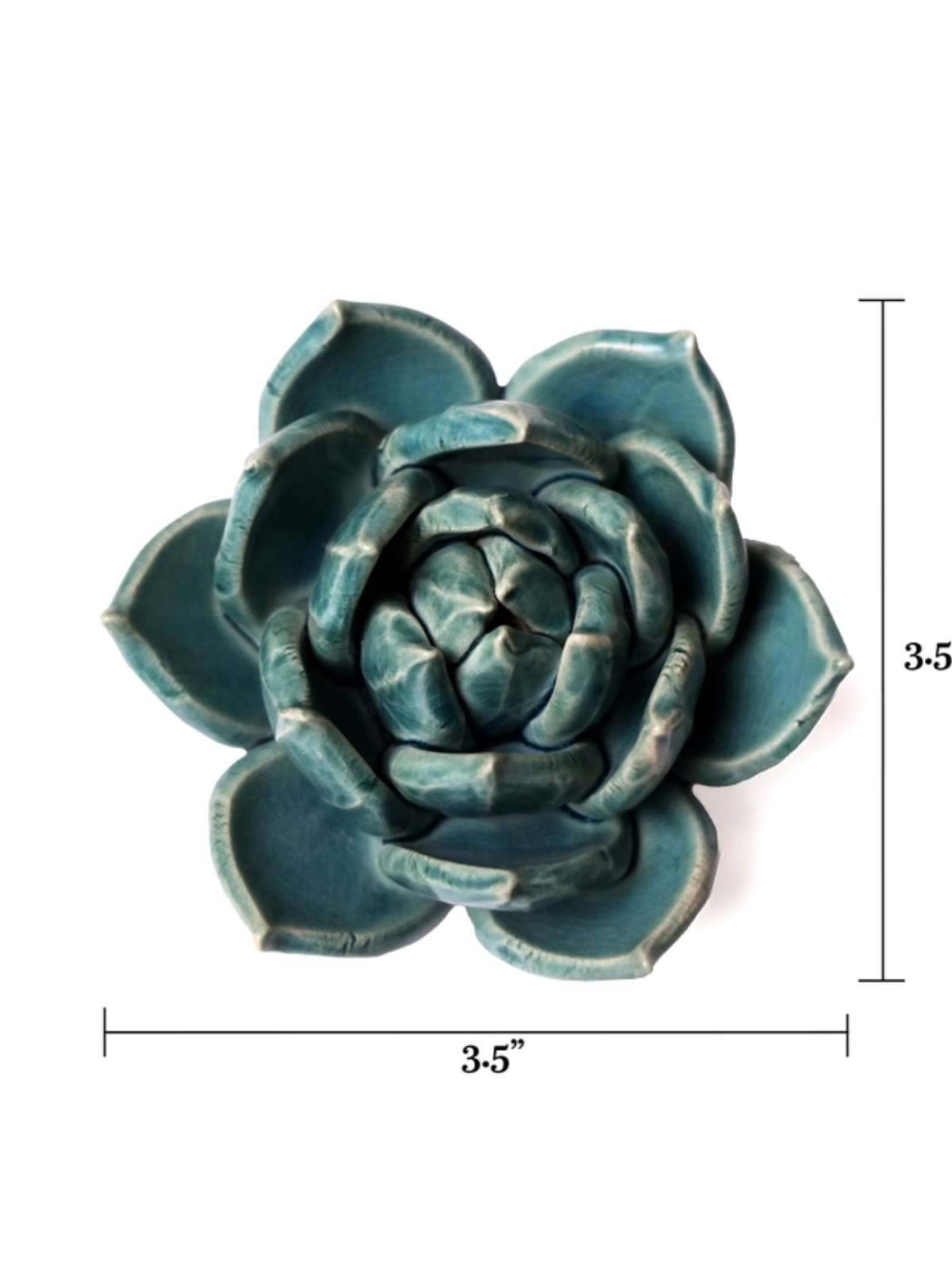 Ceramic Small Teal Succulent - Echeveria - Table Decoration or Wall Hanging