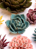 Ceramic Small Teal Succulent - Echeveria - Table Decoration or Wall Hanging