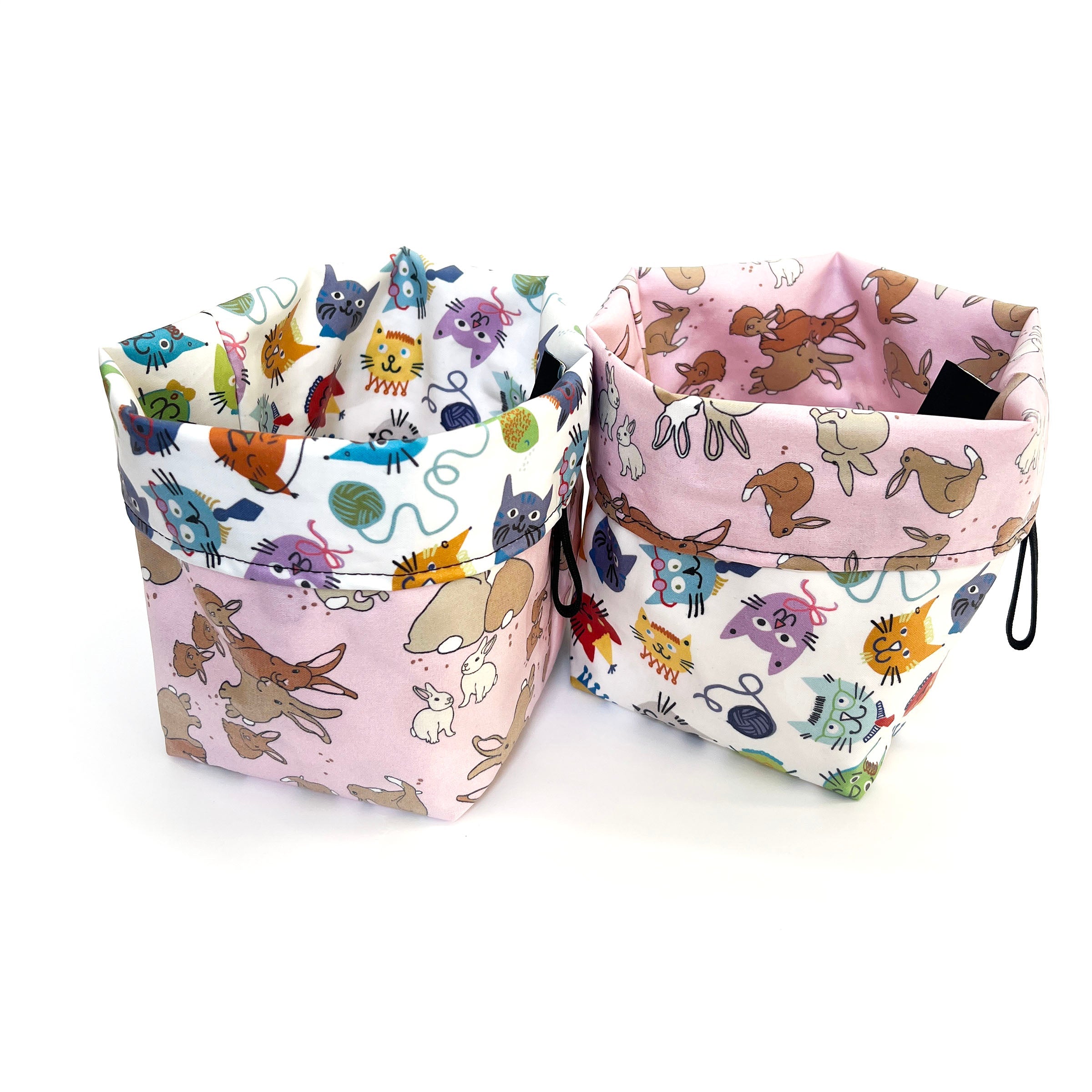 Italian Checkers and Mushrooms Reversible Laminated Fabric Basket