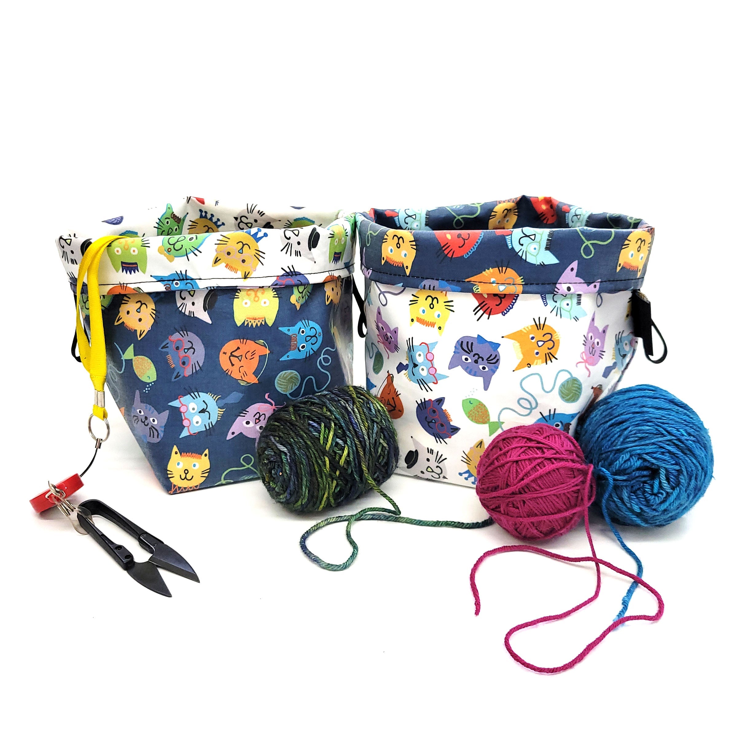 Italian Checkers and Mushrooms Reversible Laminated Fabric Basket