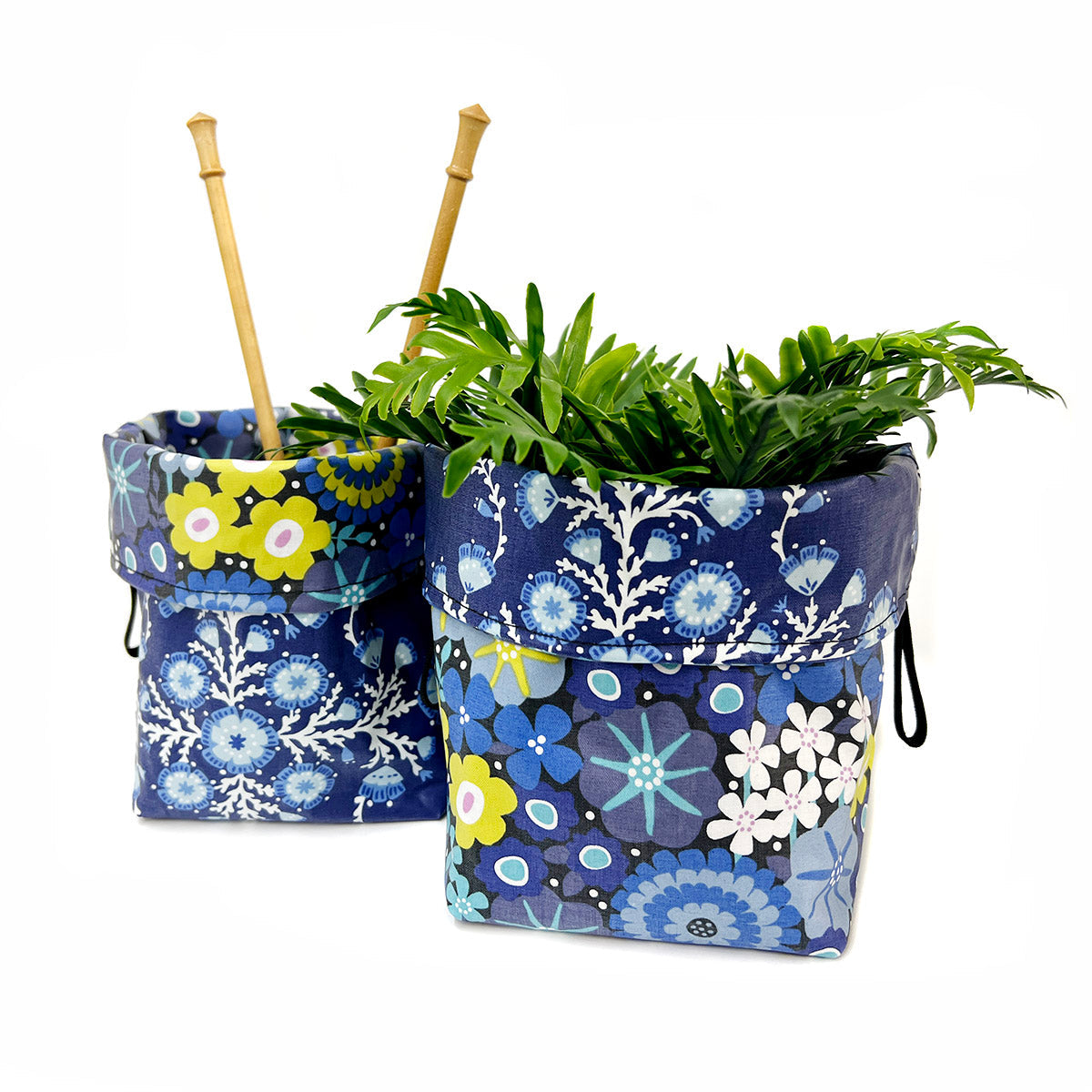 Italian Checkers and Mushrooms Reversible Laminated Fabric Basket