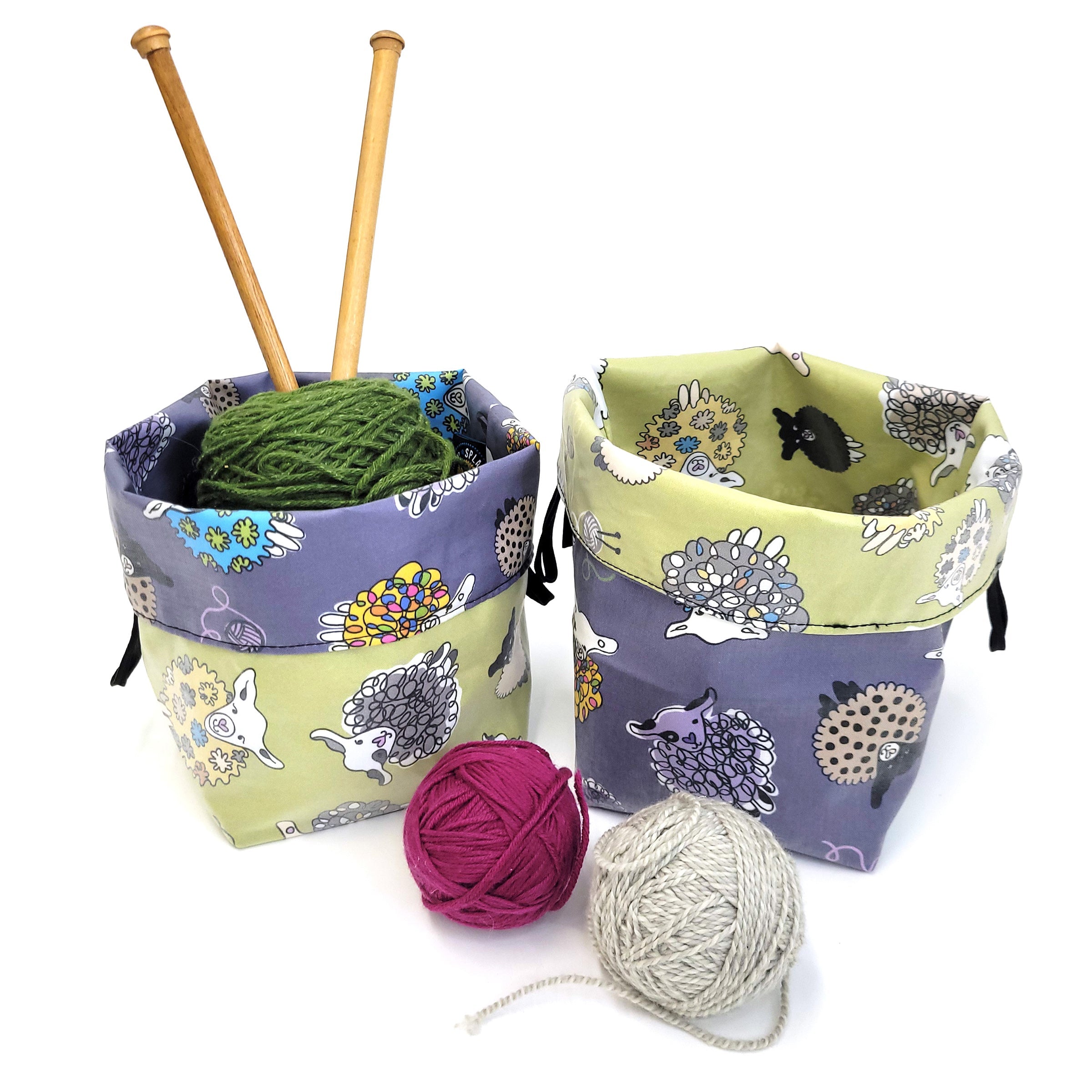 Italian Checkers and Mushrooms Reversible Laminated Fabric Basket