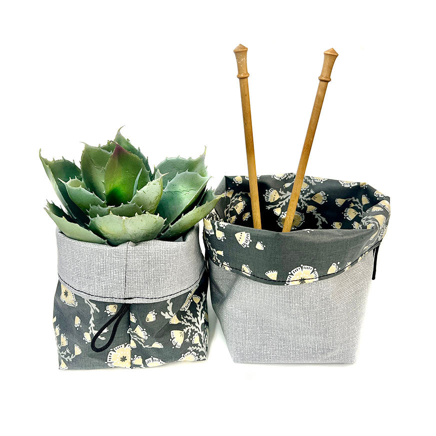 Italian Checkers and Mushrooms Reversible Laminated Fabric Basket