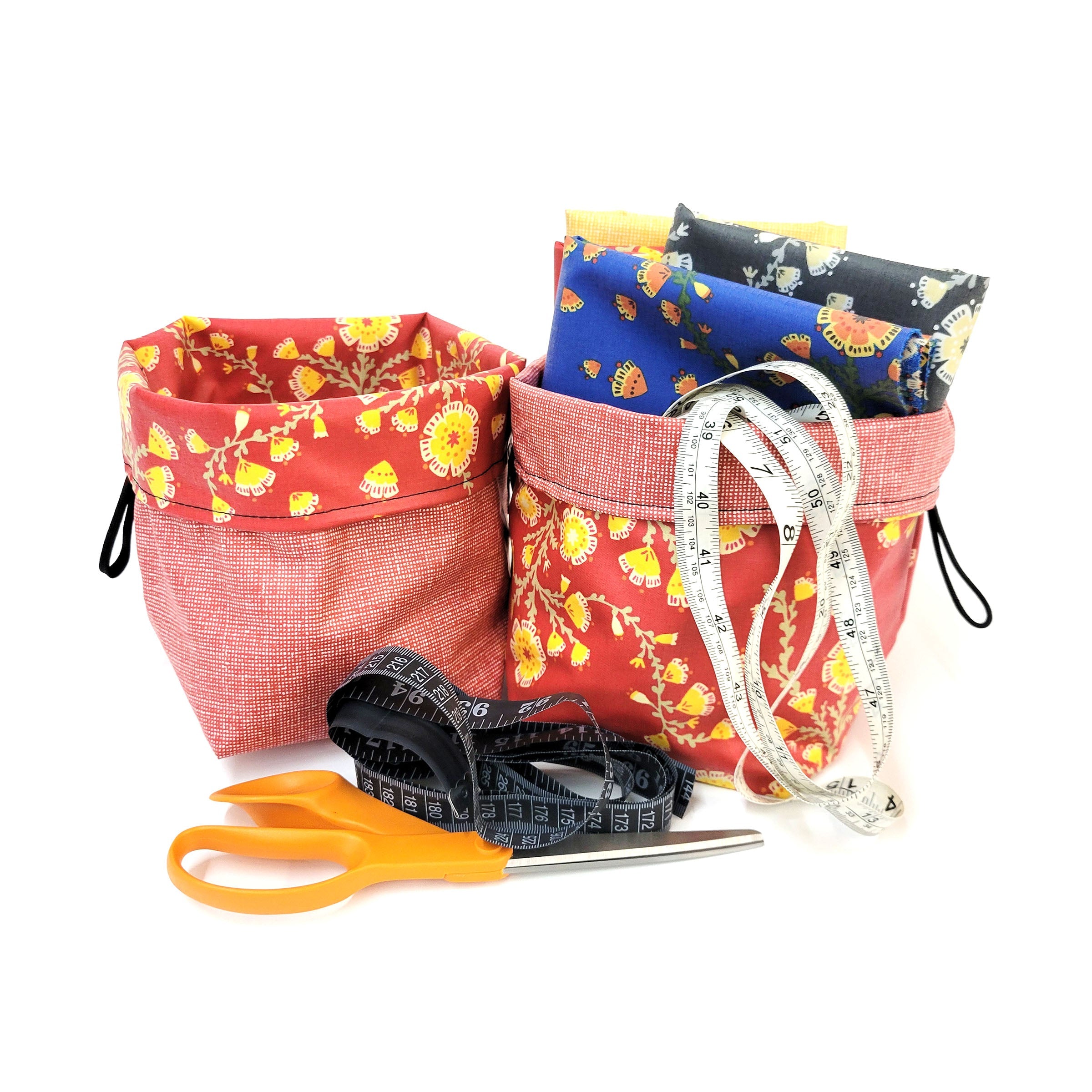 Italian Checkers and Mushrooms Reversible Laminated Fabric Basket