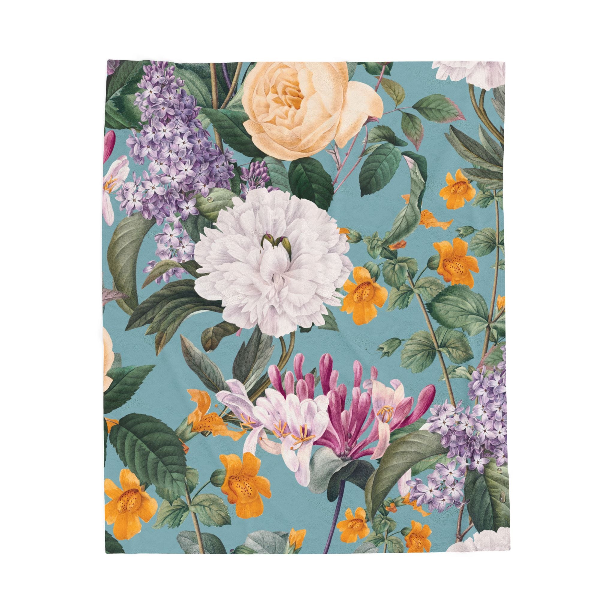 Velveteen Plush Blanket - Vintage Italin Summer Floral Design