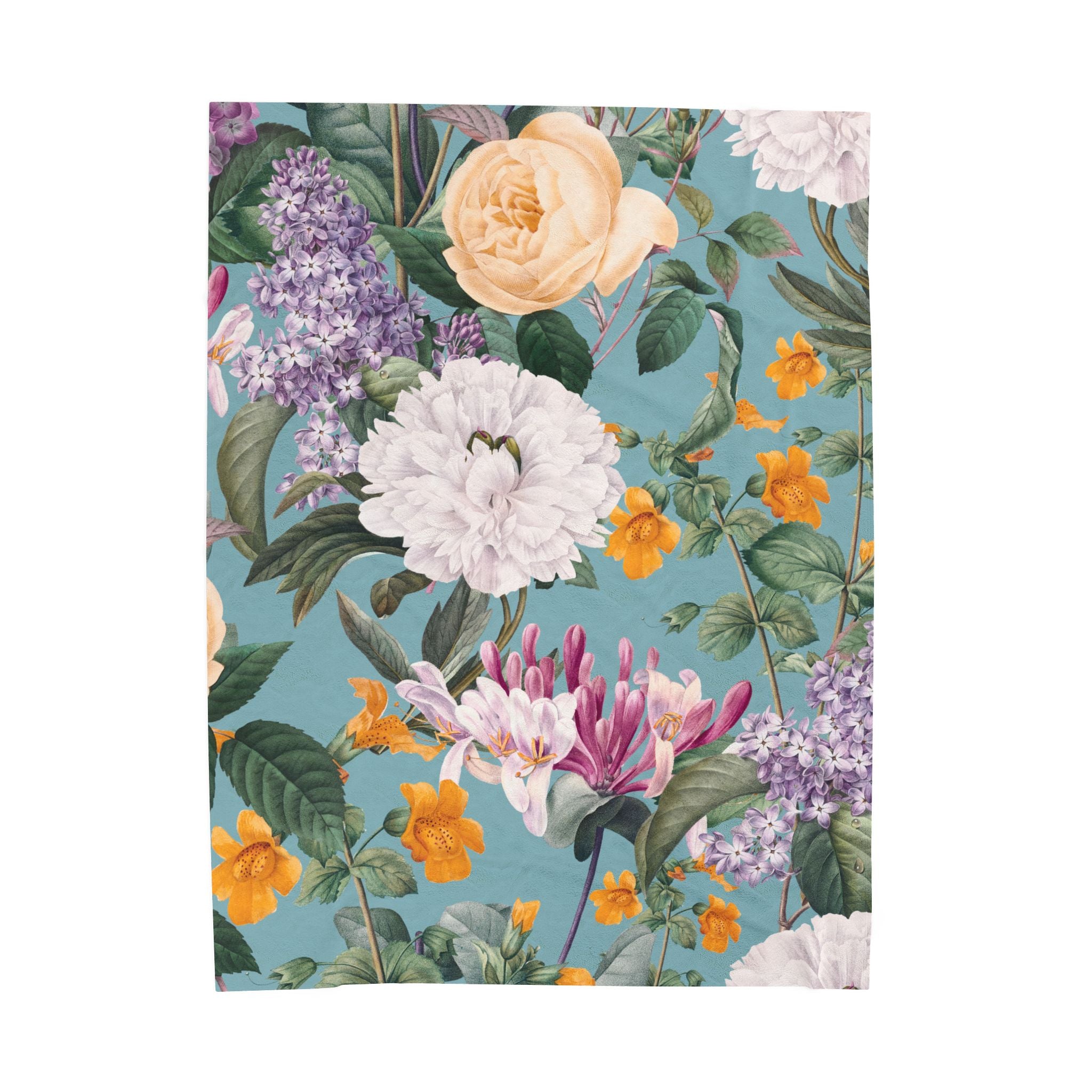 Velveteen Plush Blanket - Vintage Italin Summer Floral Design