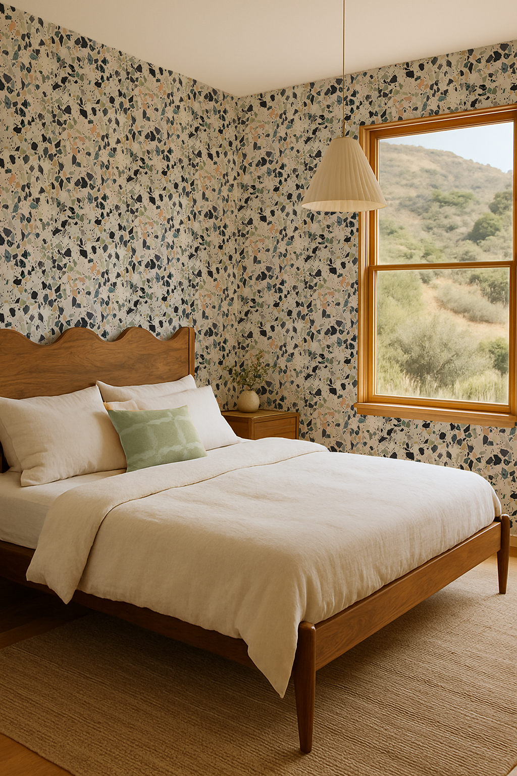 Mojave Terrazzo Wallpaper, green and orange