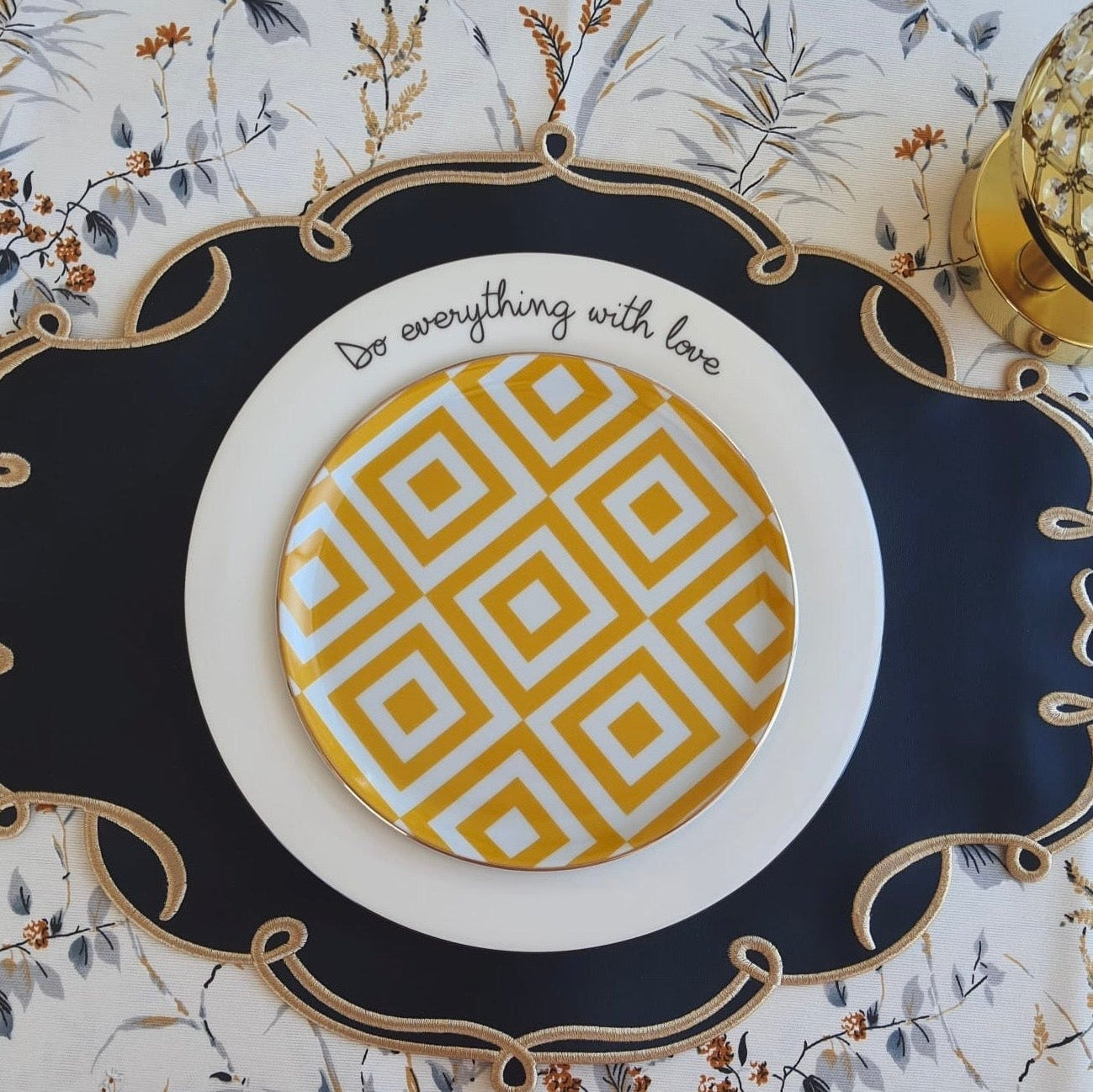 Celestia Black Oval Faux Leather Placemat & Napkin & Coaster Set