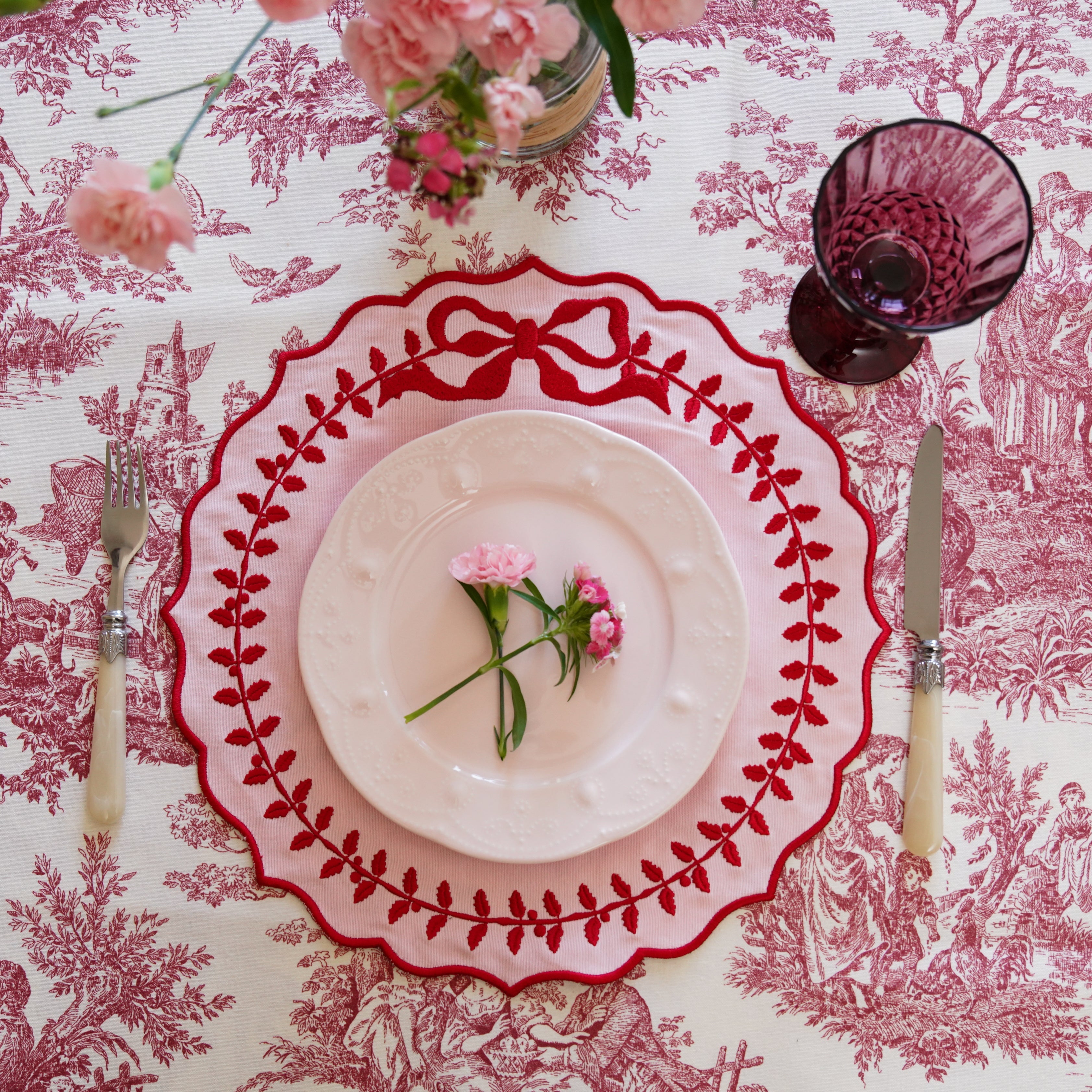 Champagne Pink Cotton Blend Round Placemat