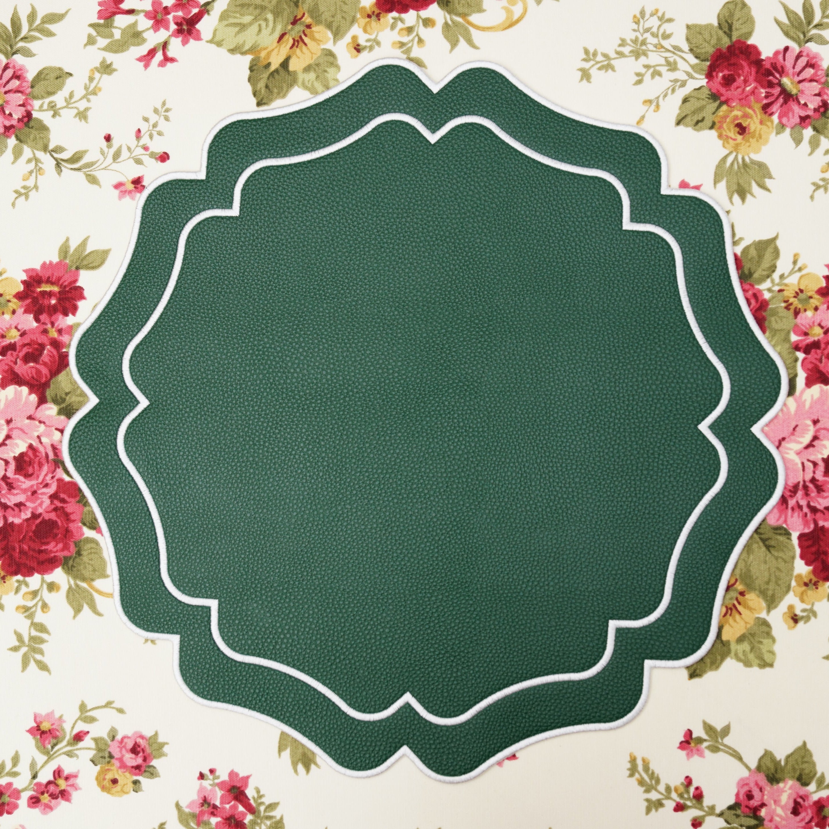 Vista Green Wavy Faux Leather Placemat