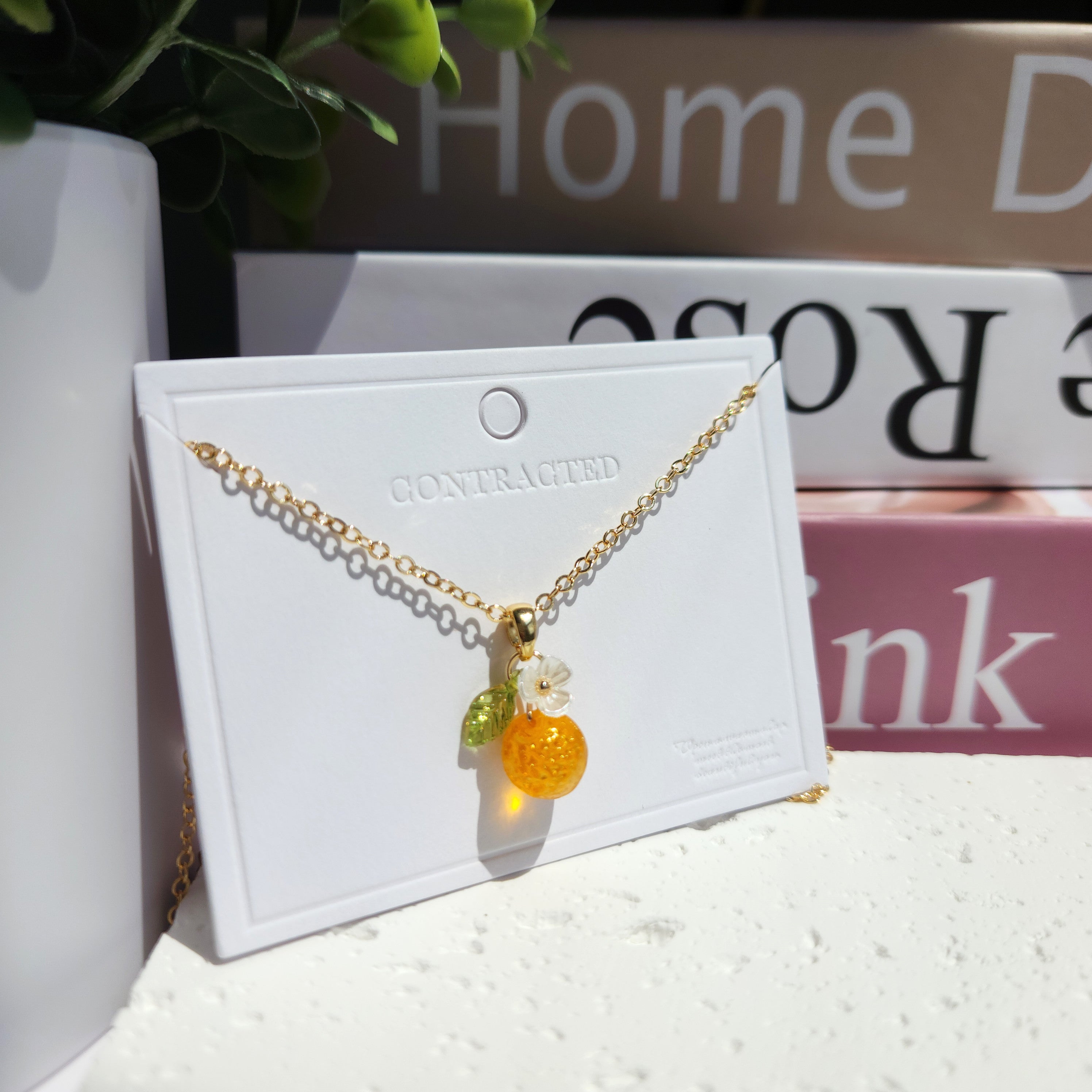 Custom Gold Orange Fruit Necklace | 14K Gold/925 Silver Plated Yellow Orange Necklace