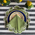 Cressida Green Round Fabric Placemat & Napkin Set