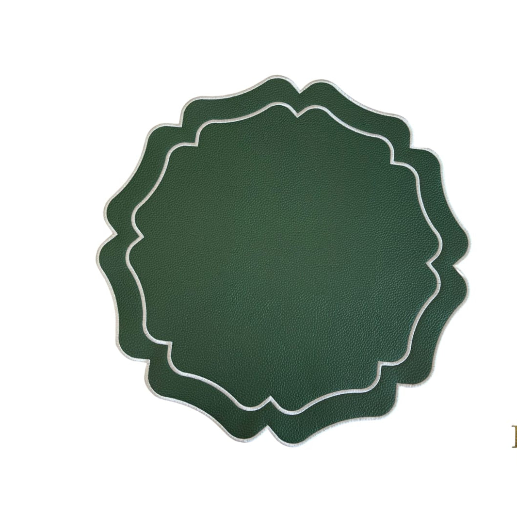 Vista Green Wavy Faux Leather Placemat