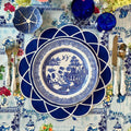 Gather Navy Blue Round Fabric Placemat
