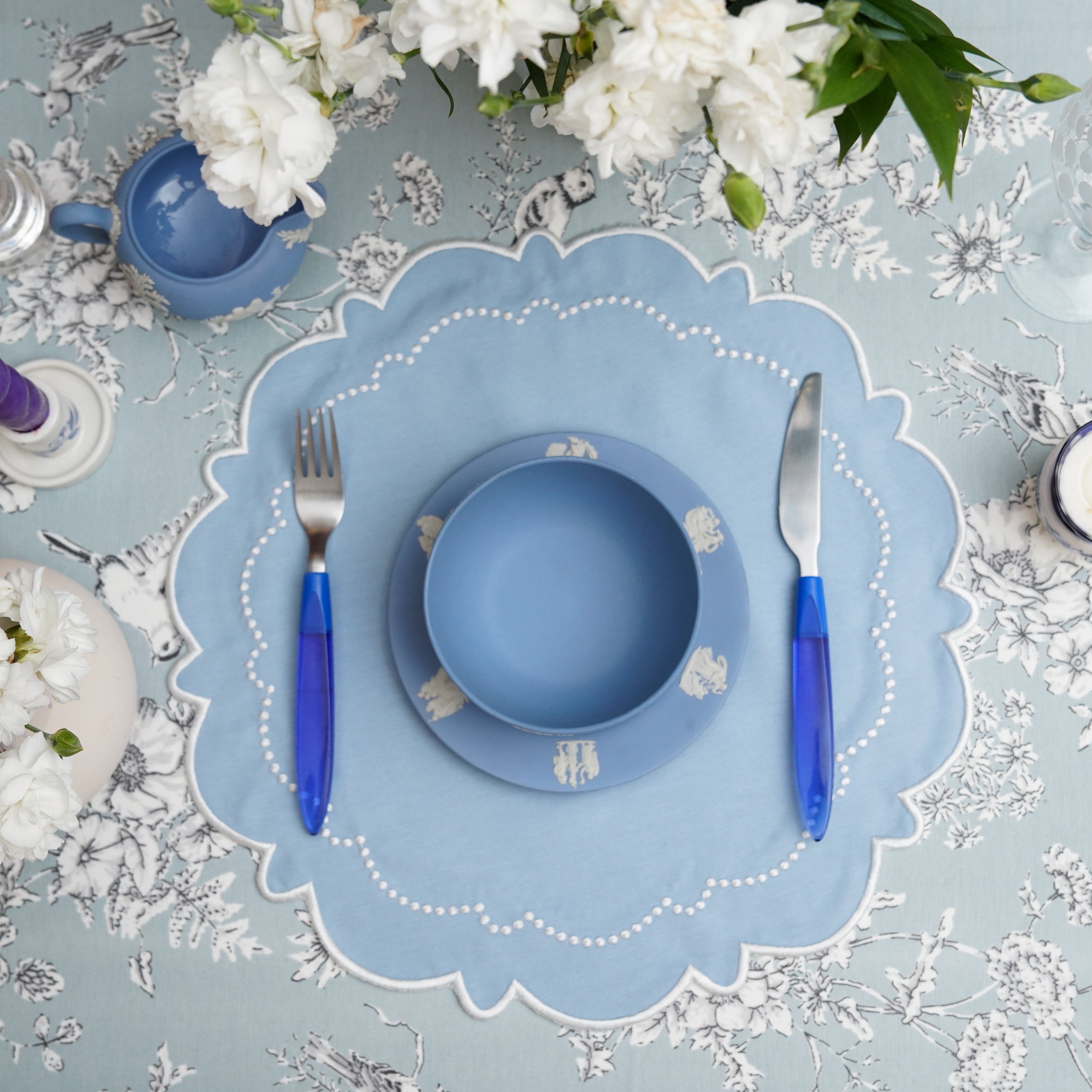 Harmony Blue Round Fabric Placemat