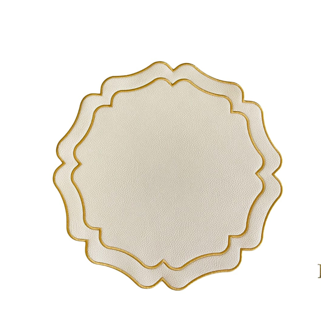 Vista Ivory Wavy Faux Leather Placemat