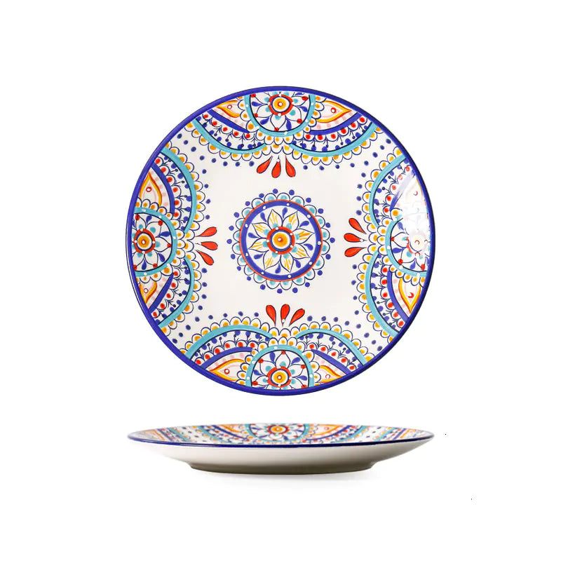 Mediterranean Ceramic Plate Set for Home Dining