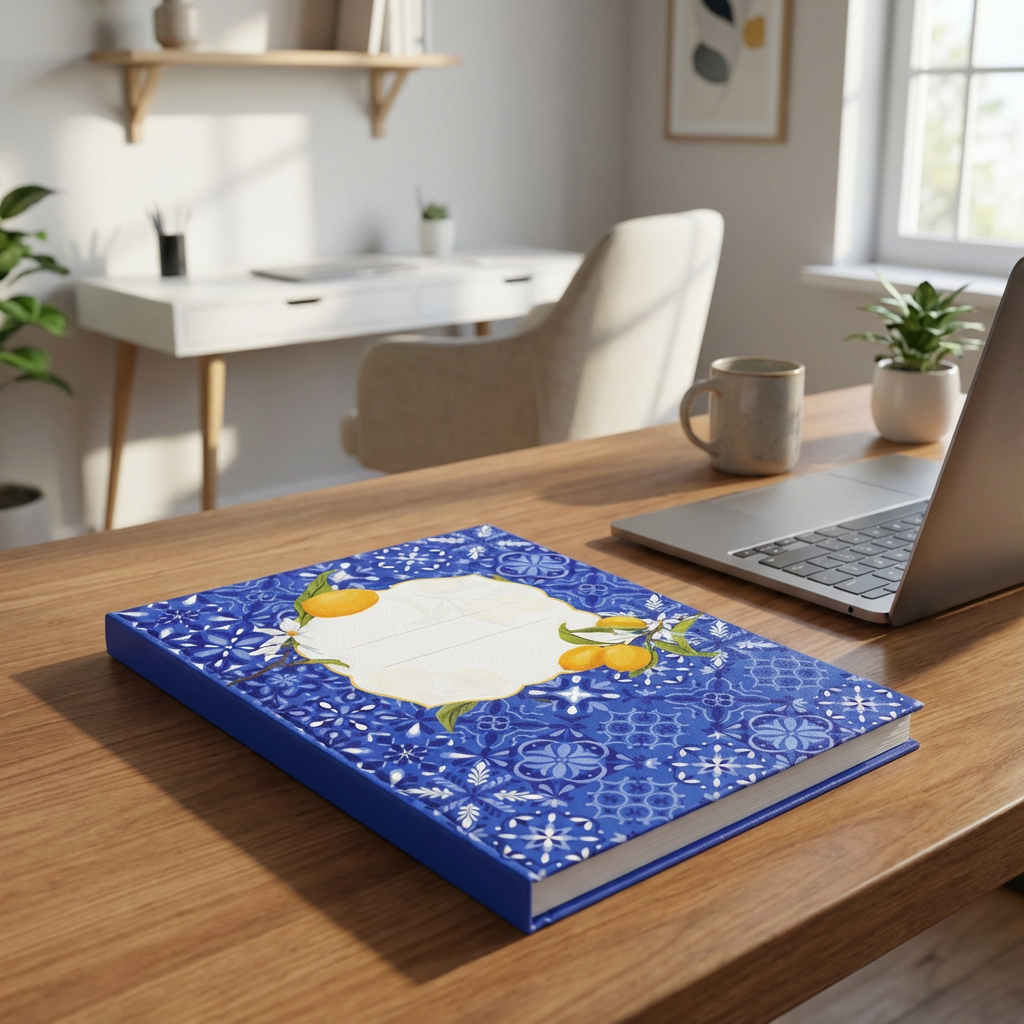 Mediterranean Tiles & Lemons Hardcover Journal — Notebook with Lined Pages