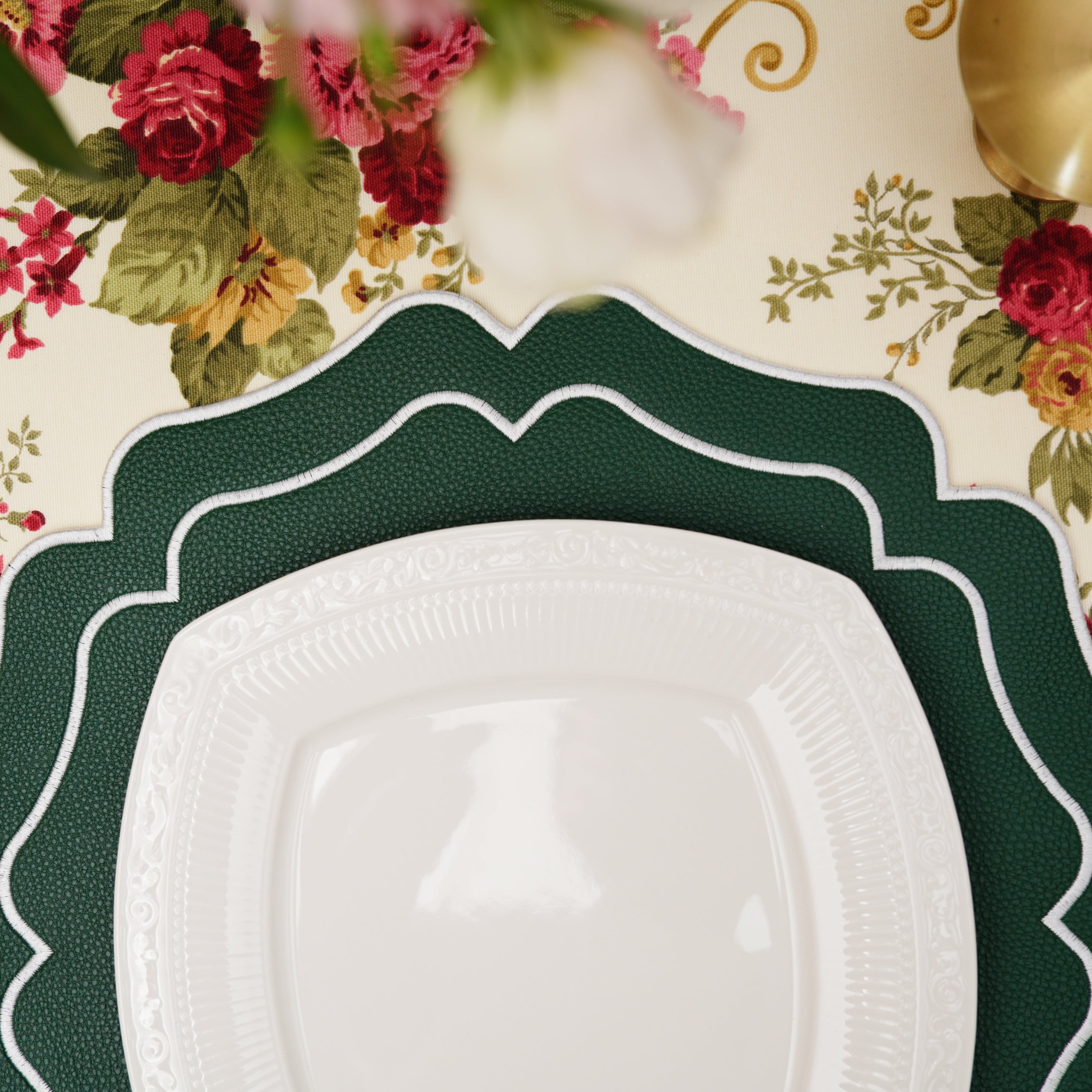 Vista Green Wavy Faux Leather Placemat
