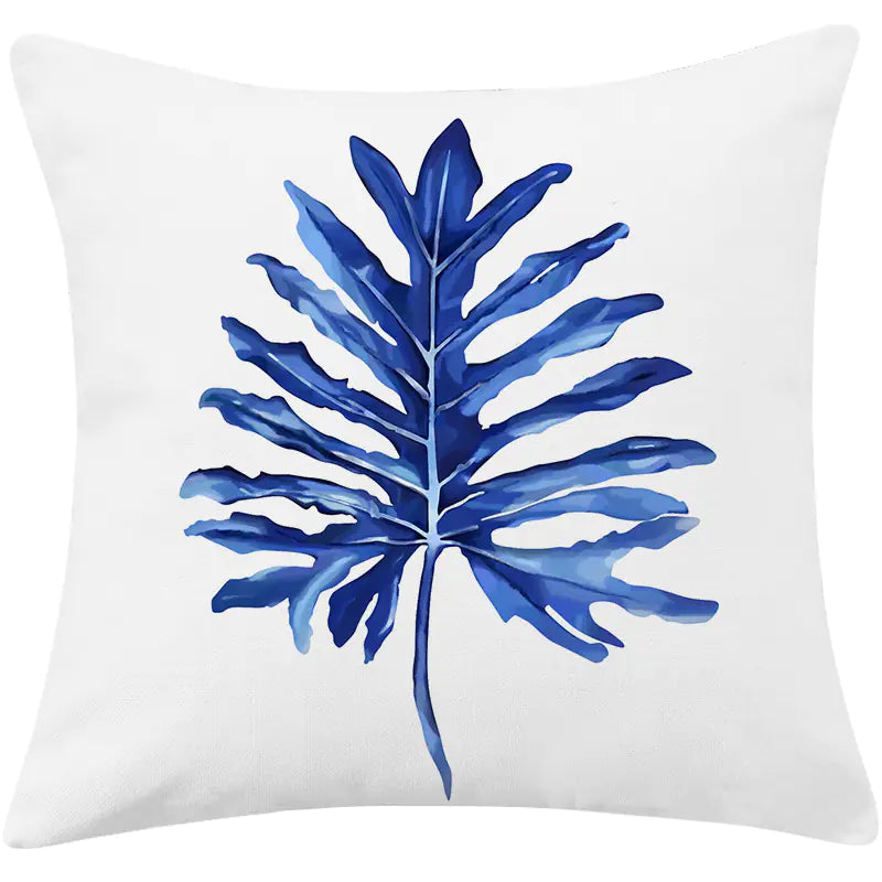 Mediterranean Blue Minimalist Cotton Linen Pillow