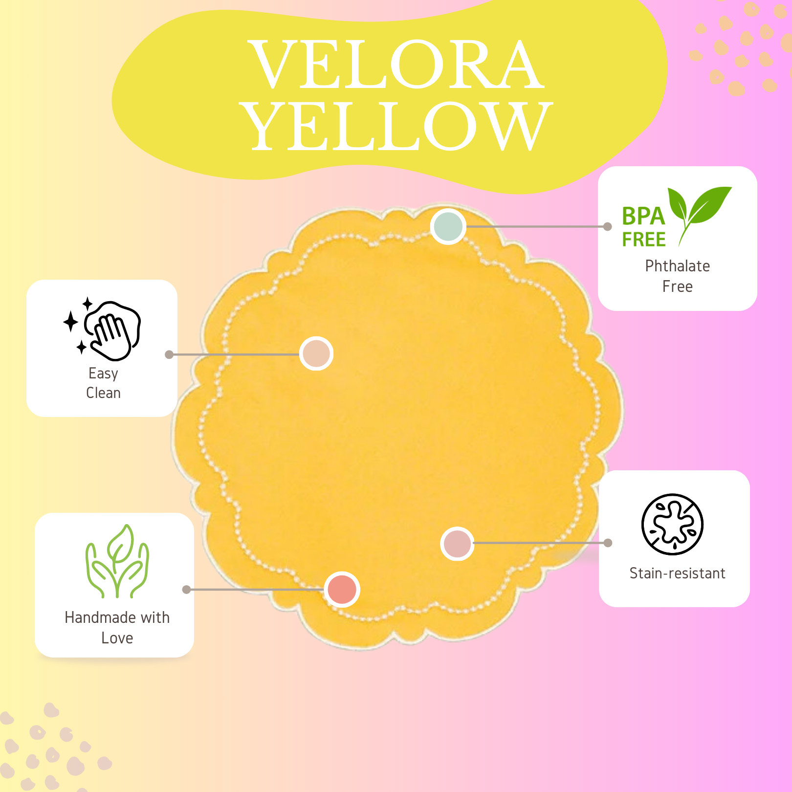 Velora Yellow Round Fabric Placemat