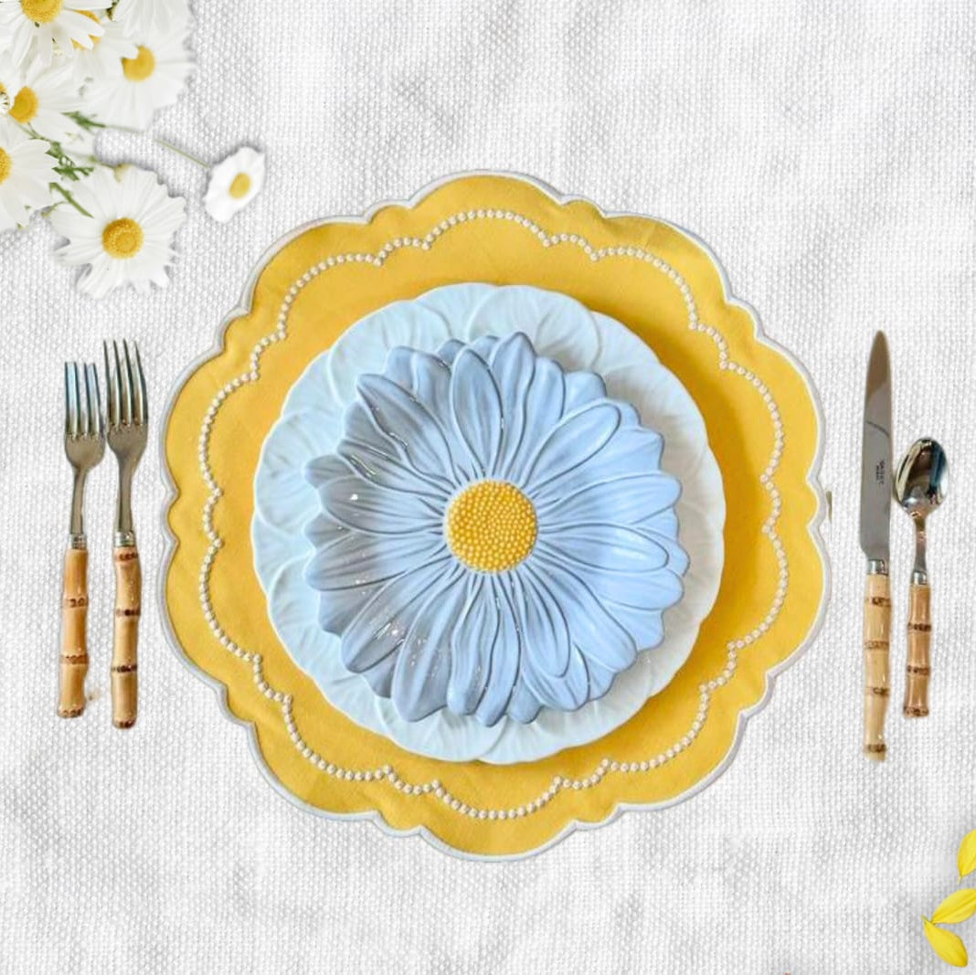 Velora Yellow Round Fabric Placemat