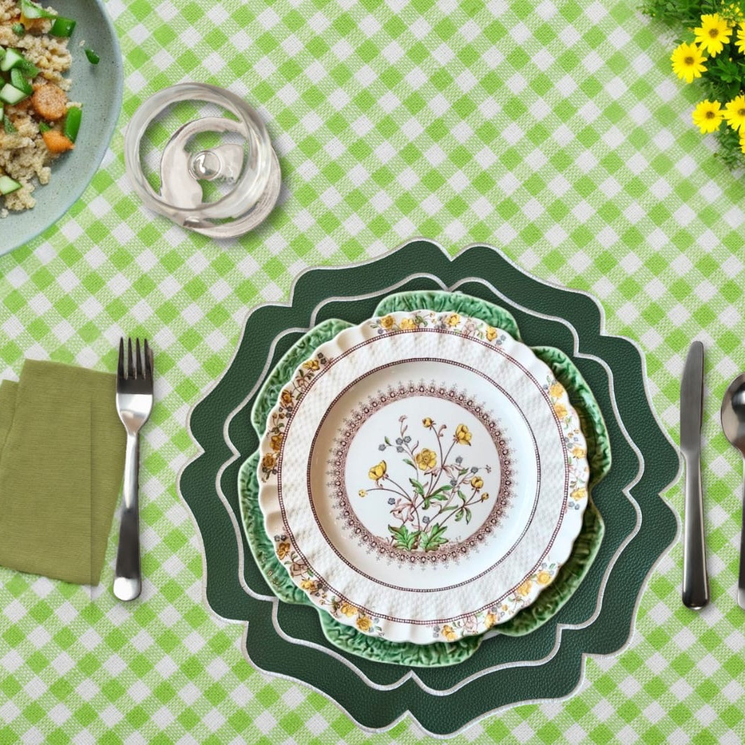 Vista Green Wavy Faux Leather Placemat