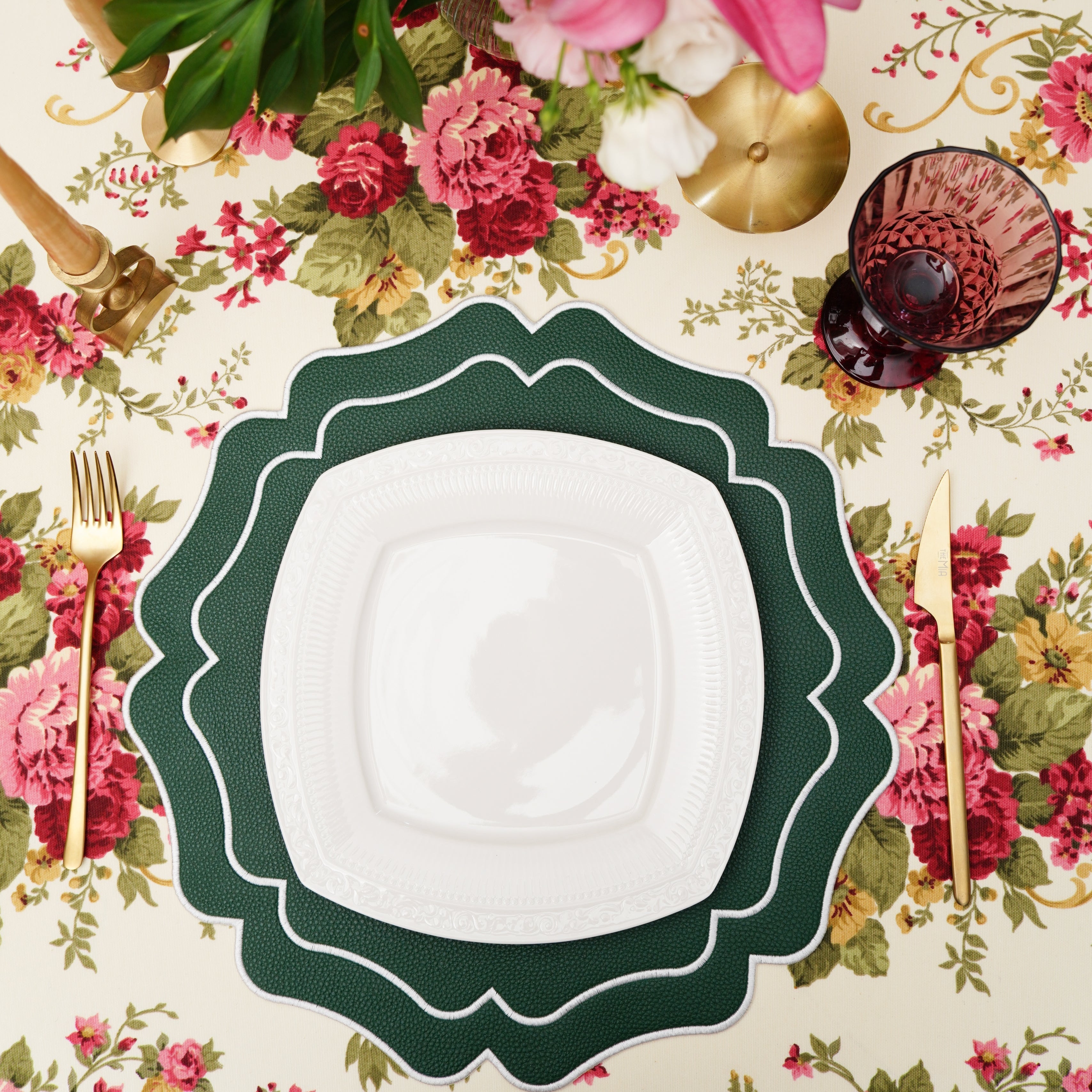 Vista Green Wavy Faux Leather Placemat